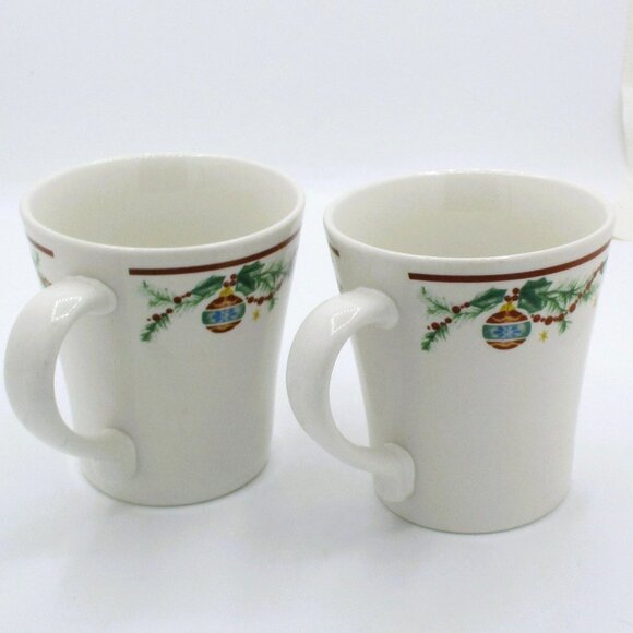 Set Of 2 Farberware Holiday Treats Mugs Ornaments Garland Decorated With Festive - Picture 1 of 5
